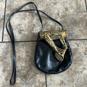 Vintage brass natural Crystal stones  handmade in Brazil crossbody leather purse